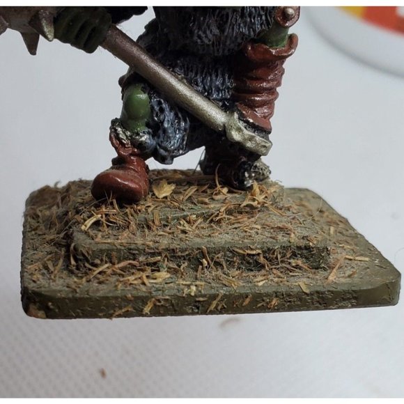 Rare Vintage Ogre Warrior With Spiked Axe On Stone Slate Shelf Sitter Home Décor - Picture 10 of 12